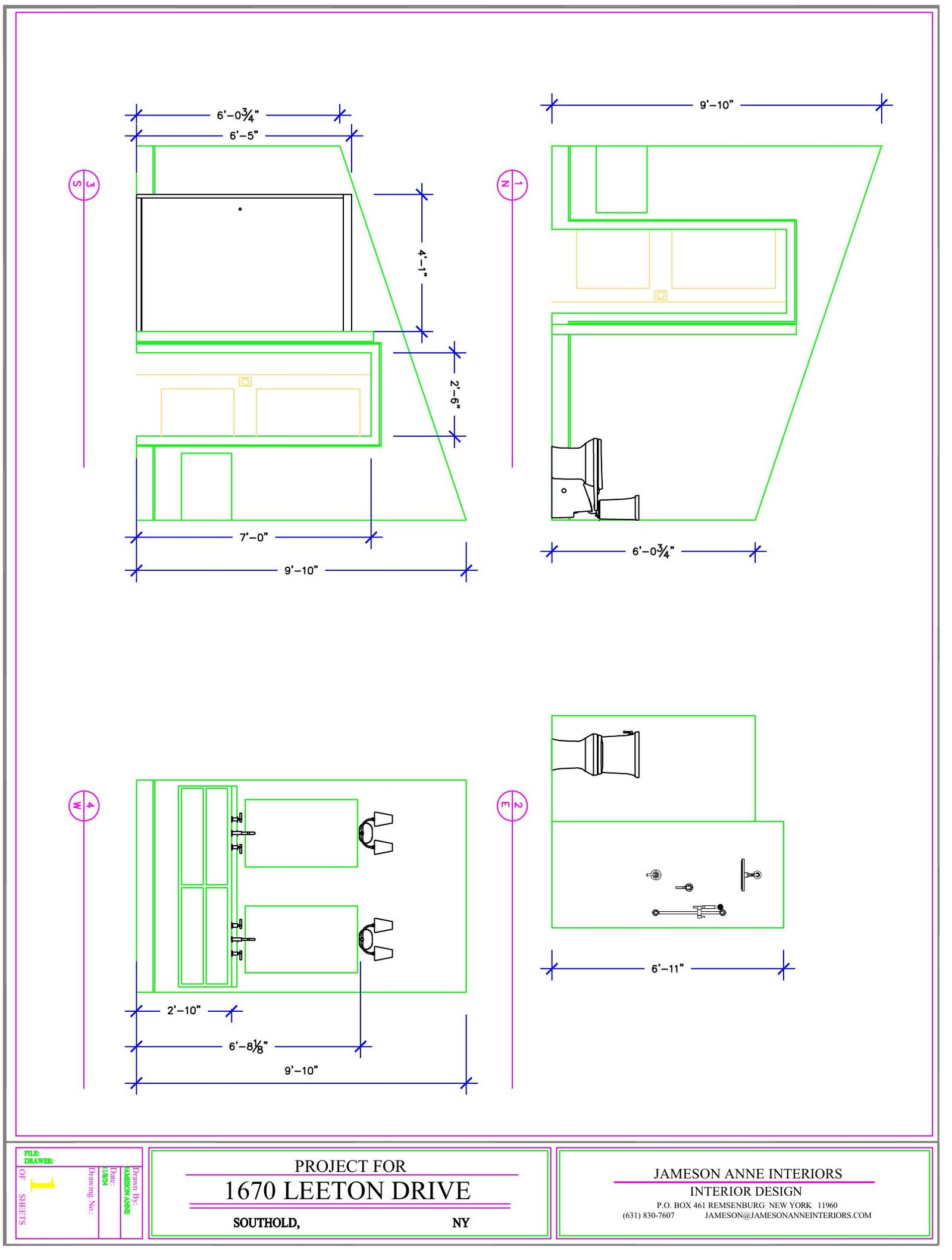 Bathroom elevations and tile layout