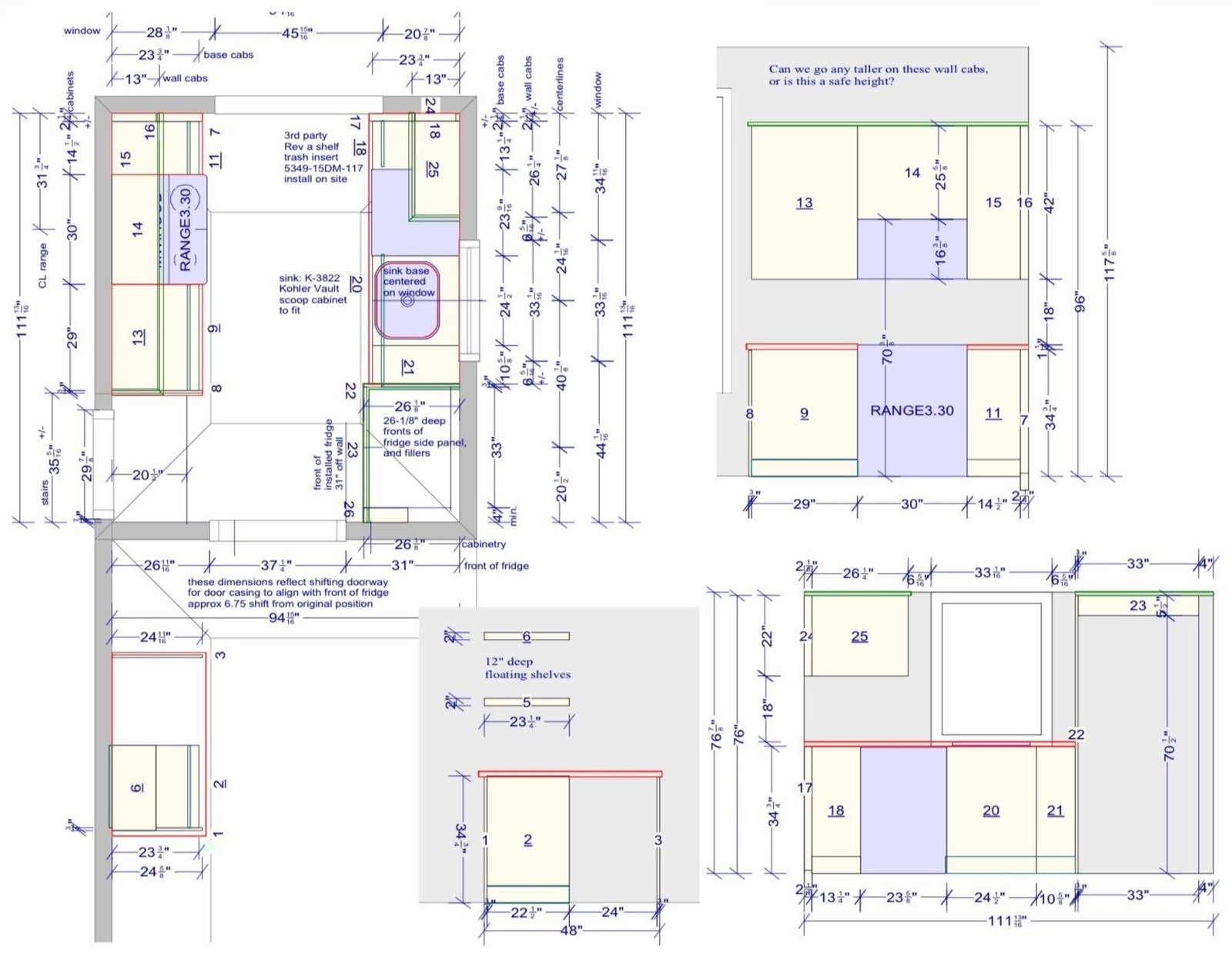 Kitchen plan and elevations